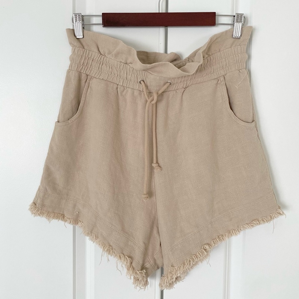 NWT Blank NYC Linen Blend High Rise Paper Bag Waist Frayed Hem Shorts, Sz M - Picture 6 of 10